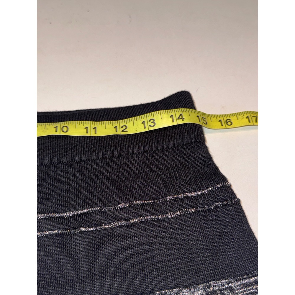 NWT Rock & Republic Women Black Metallic Silver Stripe Knit Holiday Skirt Size M - Picture 5 of 7